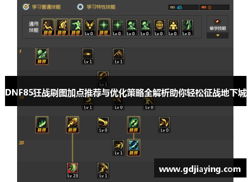 DNF85狂战刷图加点推荐与优化策略全解析助你轻松征战地下城